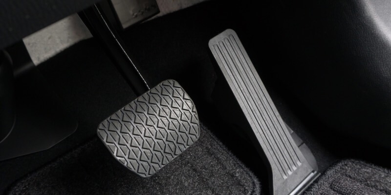 Pedals in an automatic car, showing: brake and accelerator